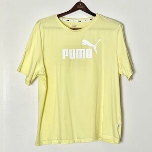 Puma Logo T-Shirt Women’s XL Yellow Pastel Athleisure Sportswear Gym Workout‎